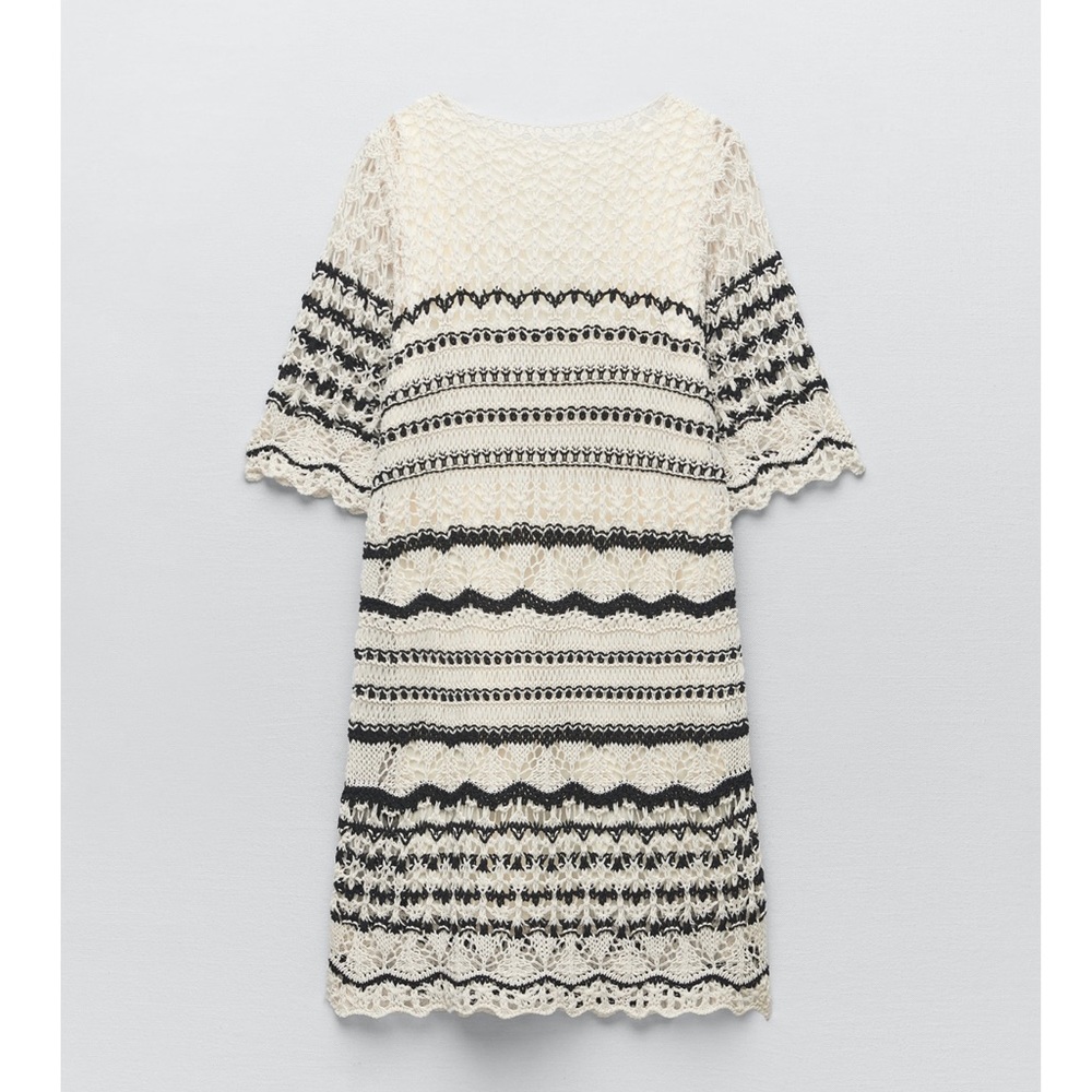 Zara CROCHET KNIT MINI DRESS - Picture 3 of 5